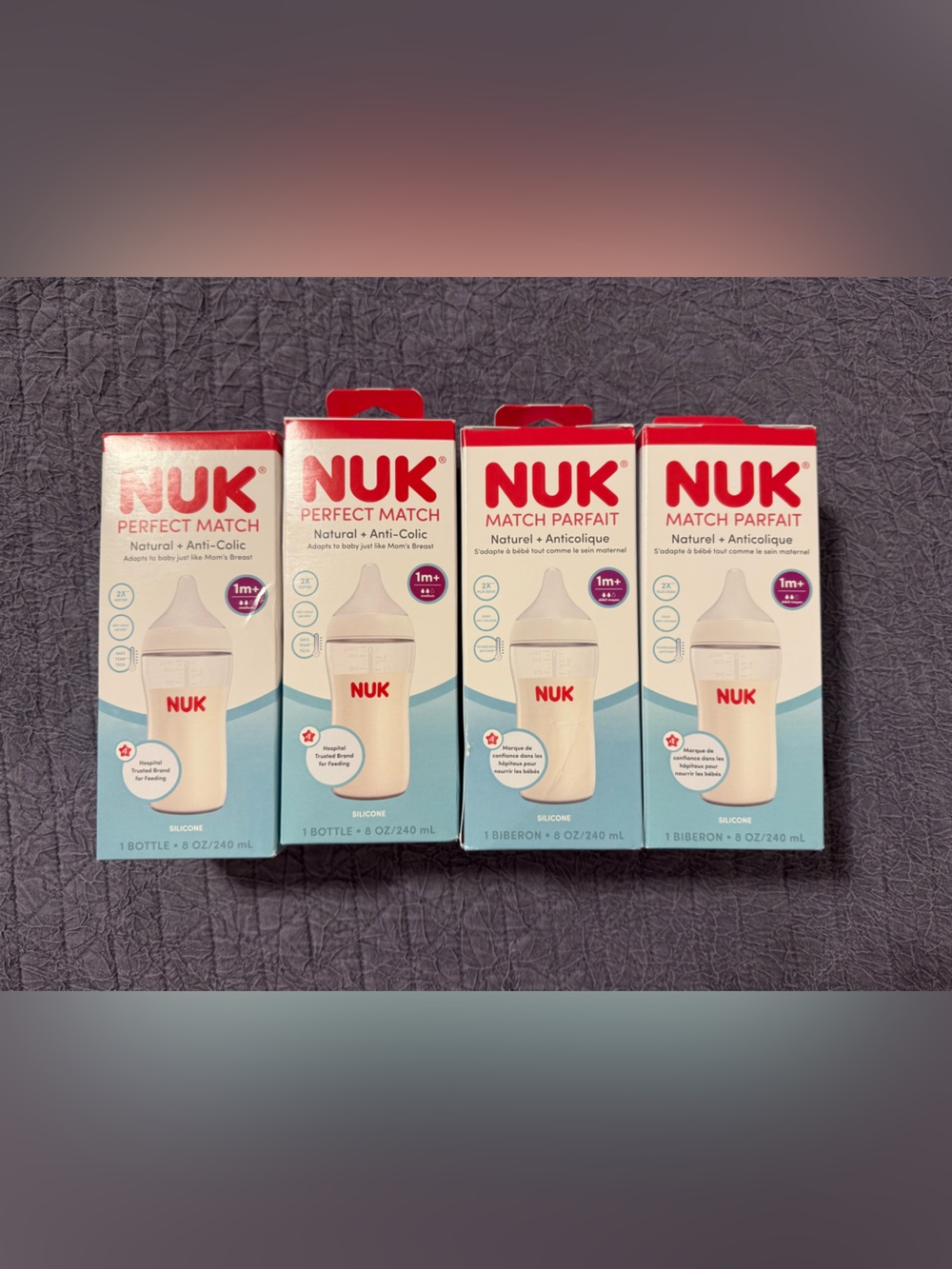 NUK Perfect Match Baby Bottles - White with Red & Light Blue Packaging (4 Pack)